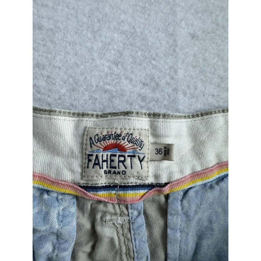 Faherty Shorts Mens 36 Beige Chino Canvas 10 Inseam Stretch Summer Casual